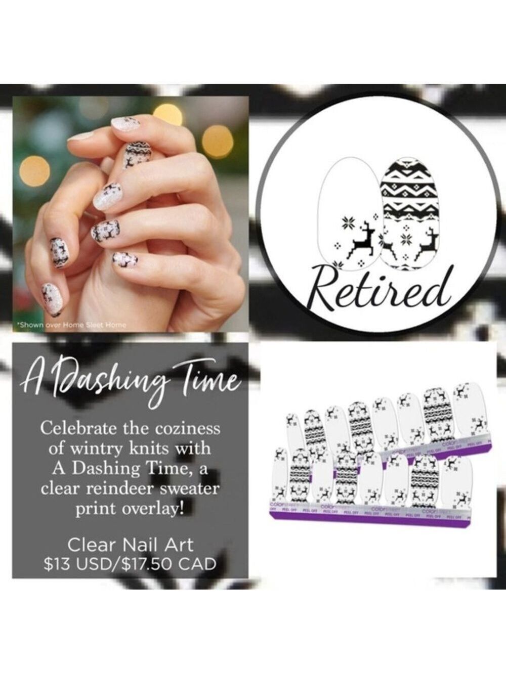 Color Street "A Dashing Time" Real Nail Polish Manicure Strips Retired New